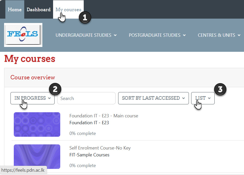 In-progress courses
