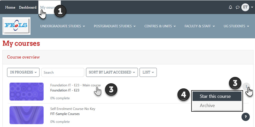 Starring a course