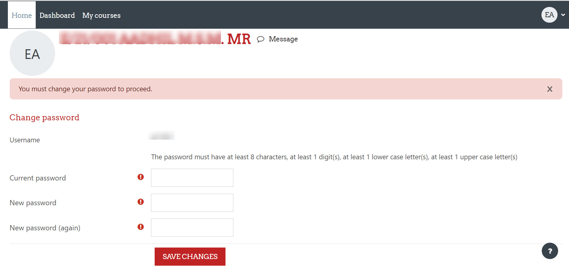 Password reset